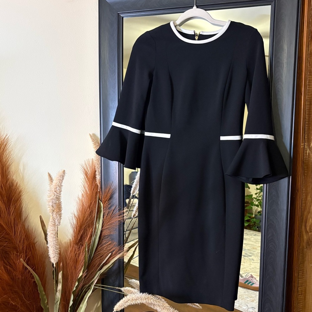 Calvin Klein Black Dress with White Trim
